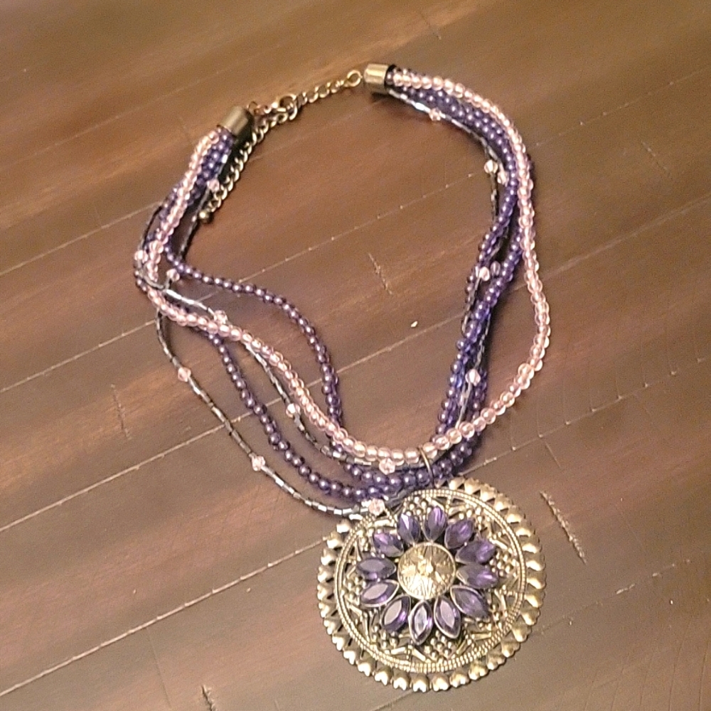 Blue and grey necklace